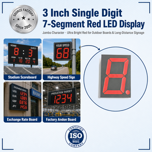 จอแสดงผล LED 7 เซกเมนต์ ขนาด 3 นิ้ว 1 หลัก สีแดง ขนาดใหญ่พิเศษ สะดุดตา อุปกรณ์สาธารณะ จอแสดงสถานะดิจิตอลแบบเกียร์เดียว - Product Image 3