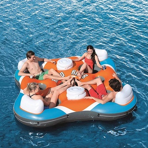 Flotteurs gonflables avec porte-boissons, flotteur à quatre tubes pour adultes, flotteur de piscine pour quatre personnes - Product Image 4