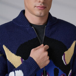High-end Anti-Pilling <b>Long</b> Sleeve Zipper up <b>Cardigans</b> Winter Wool Blend Customized Logo Casual Knitted <b>Sweater</b> Men - Product Image 1