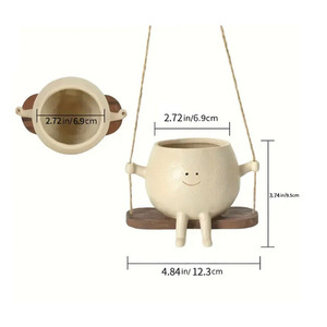 Petite Balançoire Brillante Suspendue Smiley Visage Planteur <span class=keywords><strong>Pot</strong></span> Tête Mignon <span class=keywords><strong>Pot</strong></span> de Fleur Suspendu de Perles Plante Vivante Unique Heureux <span class=keywords><strong>Pot</strong></span> Succulent - Product Image 6