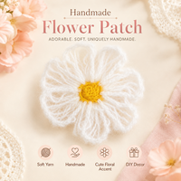 Patch de fleur au crochet fait main, applique brodée marguerite blanche pour vêtements, sacs, chapeaux, travaux manuels de couture DIY et décoration de mode