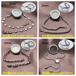 Bracciale da 25mm 316L in acciaio inox con medaglione di memoria vivente galleggiante rotondo per ciondolo regalo da donna - Product Image 3