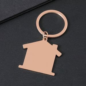 Nouveautés Porte-clés vierges personnalisables en acier inoxydable en forme de maison, marquage laser - Product Image 4