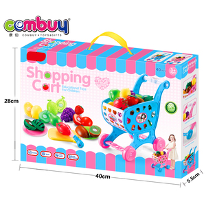 Chariot <span class=keywords><strong>de</strong></span> courses en plastique ABS pour enfants, ensemble <span class=keywords><strong>de</strong></span> cuisine avec 40 pièces <span class=keywords><strong>de</strong></span> jouets à découper fruits et <span class=keywords><strong>légumes</strong></span> - Product Image 5