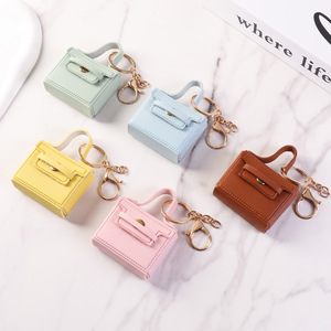 Llavero de cuero estilo <span class=keywords><strong>Instagram</strong></span>, mini bolso rectangular, creativo, minimalista, moda coreana, DIY, para auriculares - Product Image 2