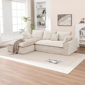 103 " L-shaped Modular Convertible Couch Set <b>Cloud</b> Boneless Deep Seats High Back No Assembly Required - Product Image 1