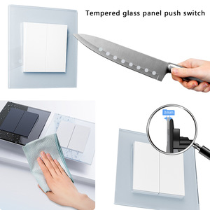 แผงกระจกนิรภัย ปุ่มกด สวิตช์ติดผนัง 86 E ซีรีส์ 10A 220-250V ไม่เรืองแสง สารหน่วงไฟ IP40 - Product Image 3