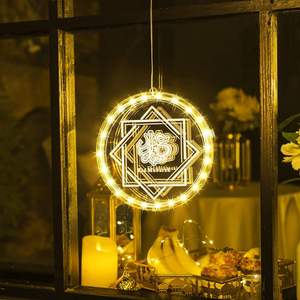 Islamic Muslim Light <b>Decor</b> <b>Ramadan</b> Window 8In Eid Moon Star Hanging Lights With Suction Cup Portable - Product Image 3