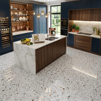 Carreaux de sol en porcelaine rectifiée, carreaux de sol en porcelaine soluble 60x60, carreaux de sol en terrazzo poli et émaillé pour salon