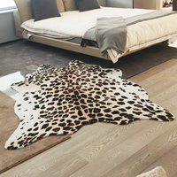 Kunstfell Leopardenmuster Teppich, Kuhfell-Teppich in Tierhautform, Weicher Rutschfester Teppich für Wohnzimmer und Schlafzimmer