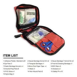 Factory Home New Red Waterproof Oxford Cloth First Aid Kit Bag With Torch Custom Personalized Logo For 25 50 Person