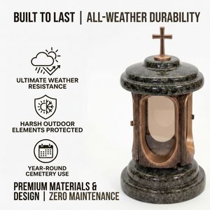 Lanterna Commemorativa in Granito per <span class=keywords><strong>Cimitero</strong></span>, Lanterna in Pietra Granito Znicz con Croce, Portacandele Decorativo per Tombe - Product Image 4