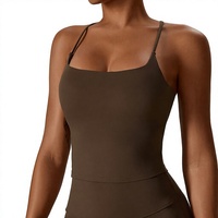 Zechuangmei Débardeur de yoga pour femme, soutien élevé, bretelles croisées, brassière de sport respirante en Spandex/Nylon, couleur unie CBX8232