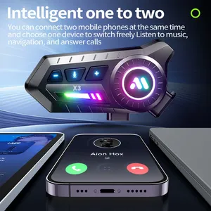 <span class=keywords><strong>Casque</strong></span> de moto X3 avec écouteurs Bluetooth, basses puissantes, étanche, réduction du bruit, interphone sans fil pour deux personnes, écouteurs de conduite - Product Image 3