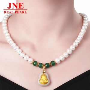 Natural Pearl Necklace Chalcedony Beads Hetian Gold Little Buddha Pearl Necklace Mother's Gift for <strong>Elders</strong> Mother's Day - Product Image 3