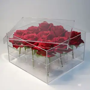 Spring Sign Durable Clear Acrylic Flower Box Clear Acrylic Rose Box for Love Gift
