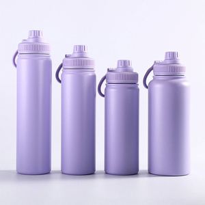 Portable Minimalist-handled Vacuum Stainless Steel Sports <b>Thermos</b> Cold Resistant 6-12 Hours Solid-color Design Outdoor Use Easy - Product Image 2