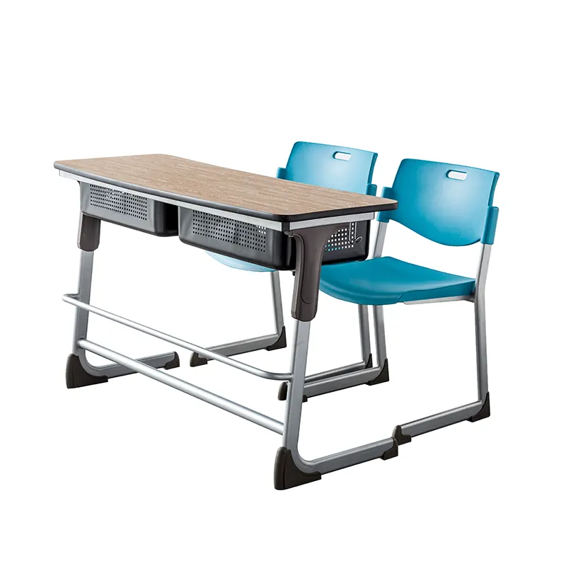 Comodo tavolo per studenti in legno doppio posto sedia prezzo scuola set migliore vendita, scuola in aula mobili
