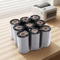 Pita Berbasis Lilin CK16 80mmX300M Hemat Biaya, Pasokan Massal untuk Perlengkapan Printer Kantor dan Sekolah, Pita Tinta Hitam