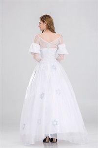 Vestido de Noche Noble y Elegante con Mangas Abullonadas, Diseño de Bordado de Estrellas, Vestido de Princesa para Fiesta, Disfraz de <span class=keywords><strong>Reina</strong></span> <span class=keywords><strong>Blanca</strong></span> para Halloween - Product Image 4