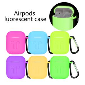 Tschick per custodia per <span class=keywords><strong>Airpods</strong></span> fluorescente, custodia protettiva per cuffie ricaricabile in Silicone morbido al 360 con moschettone Anti-smarrimento per AirPod - Product Image 2