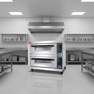 Four de boulangerie électrique industriel portable commercial à 2 niveaux et 2 plateaux, avec commande par bouton et minuterie, état neuf, mini-équipement pour pain et noix - Product Image 4