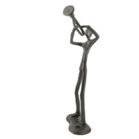 Vintage Cast Iron Abstract Trumpet Figure Sculpture Brass Instrument Collection Gift Home Office Desk Decoration Ornament