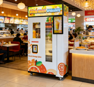 Kiosque à jus d'<span class=keywords><strong>orange</strong></span> frais automatique contrôlé par IoT intelligent avec écran interactif de 21,6 pouces, solution de vente interactive - Product Image 1