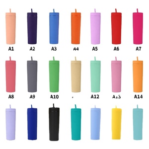 Gobelet isotherme mince et élégant en acrylique mat de 16 oz, sans BPA, écologique, personnalisable, avec couvercle à paille pour DIY – Meilleures ventes - Product Image 3