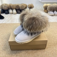 Bottes de neige pour femme à tige basse, en fourrure de renard, en cuir de vachette, doublure en fourrure artificielle, chaudes, pour l'hiver 2026, pour le commerce transfrontalier, grandes tailles