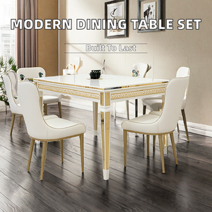 Ensemble de table et de chaises de salle à manger en MDF de luxe moderne avec hauteur réglable, installation facile, 8 pièces pour la maison, l'hôtel, l'appartement, la <span class=keywords><strong>villa</strong></span> - Product Image 2