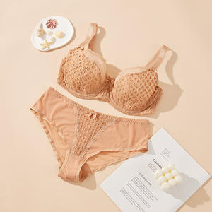 Nouveau Push Mince Dentelle Couverture Complète Soutien-Gorge Hipster Ensemble Respirant En Gros Minceur Anti-Affaissement <span class=keywords><strong>Lingerie</strong></span> pour Plus La Taille Couleur Unie - Product Image 5