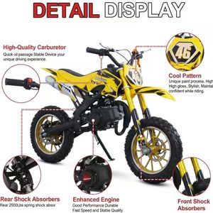 Mini moto tout-terrain 49CC à démarrage manuel, mini moto à essence 2 temps pour enfants, vente en gros d'usine OEM - Product Image 2
