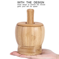 Ensemble Mortier et Pilon en Bois pour Ail, Gingembre, Herbes et Épices – Broyeur Mélangeur avec Bol à Piler
