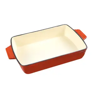 Không Dính Hình Chữ Nhật Men Gang Bakeware Với Xử Lý Lasagna Món Ăn