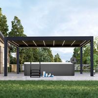 Pergola bioclimatique motorisée électrique à lames orientables en alliage d'aluminium pour balcon extérieur, abri de terrasse à toit réglable avec capteur de pluie