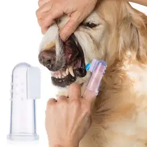 Лидер продаж, эластичная мягкая щетинка из ПВХ, уход за питомцами, Силиконовая зубная щетка для собак, чистящая зубная щетка для собак