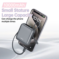 ASPOR A378 Mini Power Bank 10000mAh avec 2 câbles intégrés, chargeur portable à charge rapide 22.5W, mini écran numérique avec CCC