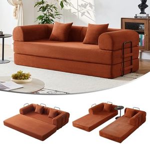 5 in 1 Corduroy Convertible Sofa Bed, <strong>High</strong> Density Foam Loveseat <strong>Sleeper</strong>, Foldable Floor Couch No Assembly <strong>Small</strong> Space - Product Image 5