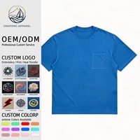 T-shirt décontracté vierge pour homme, design personnalisé, 230 GSM, 100% coton Pima bio-lavé, avec poche, coupe ample sur la poitrine, en gros