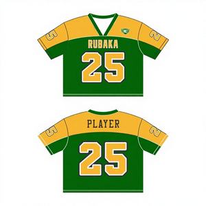 Camisetas de fútbol personalizadas con cuello en V, de secado rápido, de tejido grueso, estilo boxy, con estampado en relieve, de malla, unisex, cortas, con sublimación completa. - Product Image 1