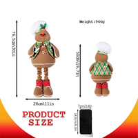 Figurine en peluche de chef de boulangerie en plaid vert de 30 pouces avec jambes réglables pour vitrine de café, restaurant, événements festifs, achat en gros