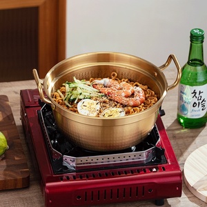 Pentola per Noodle Istantanei in Acciaio Inossidabile 304 Stile Giapponese con Doppio Manico, Piccola Pentola Coreana per Hot Pot, Pentola a <span class=keywords><strong>Gas</strong></span> Artigianale per Zuppa di Noodle - Product Image 2