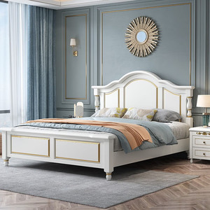 Lit plateforme en bois de chêne massif de style américain, luxe léger, design moderne minimaliste, plusieurs tailles (1,5 m/1,8 m/2 m) - Product Image 1