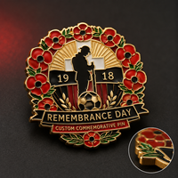 Pins en émail personnalisés pour le Jour de la Commémoration du Poppy, badges de revers en métal sur mesure pour événements commémoratifs, cadeaux souvenirs, fournitures en gros