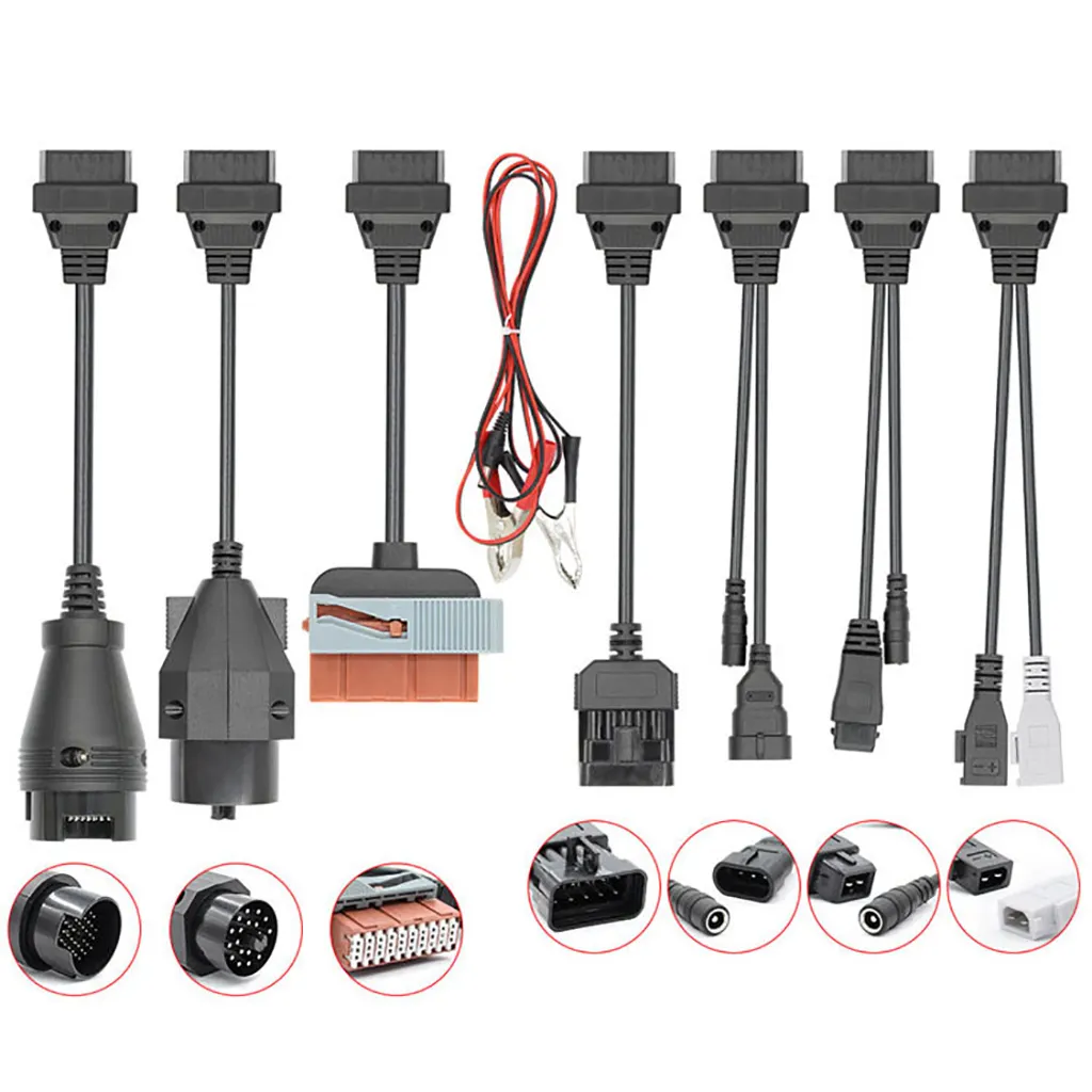 Ferramenta de diagnóstico obd2, conjunto completo de 10 peças, ferramenta de conector de carro, cabo de diagnóstico do carro