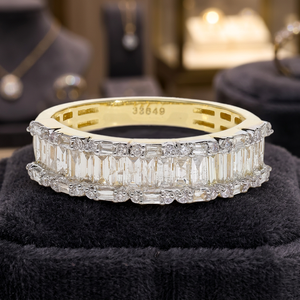 Bague d'éternité classique en or 14 carats avec diamants naturels taille brillant, plaqué rhodium, cercle complet de luxe, cadeau de mariage et de fiançailles - Product Image 3