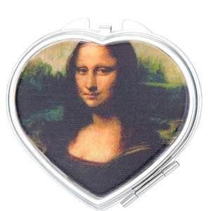 Metal Heart-Shaped Double Mirror with Customizable Logo for Travel Use