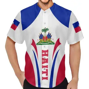Custom Manufacturer Haiti Shirt Fast Shipping Haitian Flag Shirt Pride Shirt Oversized Stretch Short Sleeve Top