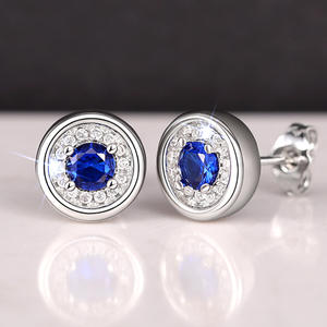 Pendientes de Diamantes Azules E3268 para Mujer, Corte Brillante Redondo, Color G, Diamantes Naturales, Estilo Clásico, Uso Diario - Product Image 4